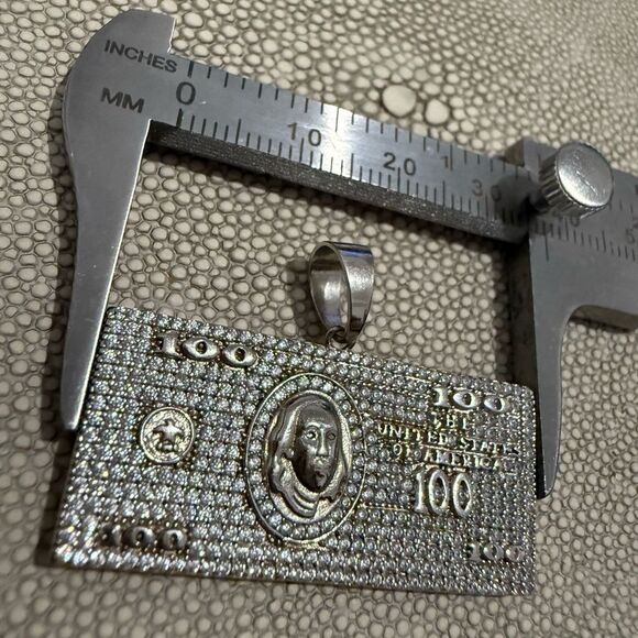 ICYβ$100 BILL PENDANT β .925 SILVER - Picture 11 of 17